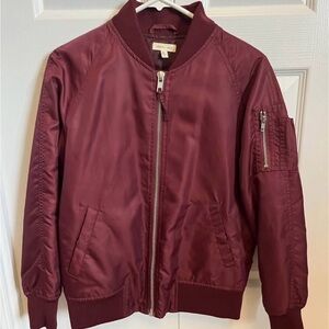 Silence + Noise Women's Burgundy Bomber Jacket